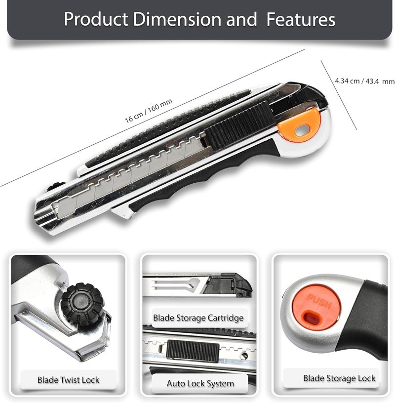 FIS Auto Load Safety Utility Cutter with 18mm Blade - Auto-Lock & Auto-Load System - Image 4
