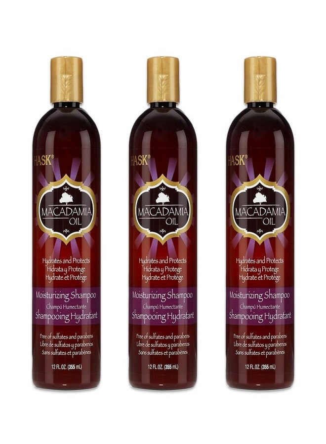 Hask Shampoo Macadamia Oil Moisturizing 12 Ounce (354ml) (3 Pack)