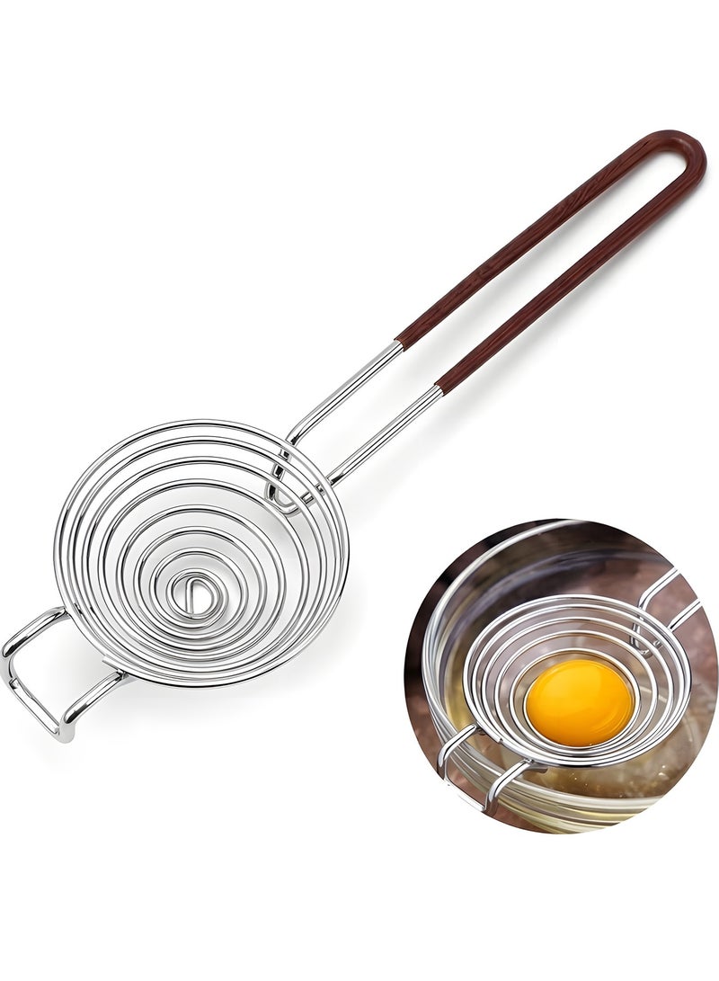Beauenty Egg Separator, Egg Separator, Stainless Steel Egg Separator Made of Stainless Steel, Egg White Separator with Handles, Egg Yolk Separator, Divider Filter, Easy Storage for Kitchen, Baking Tool (brown) - Image 1