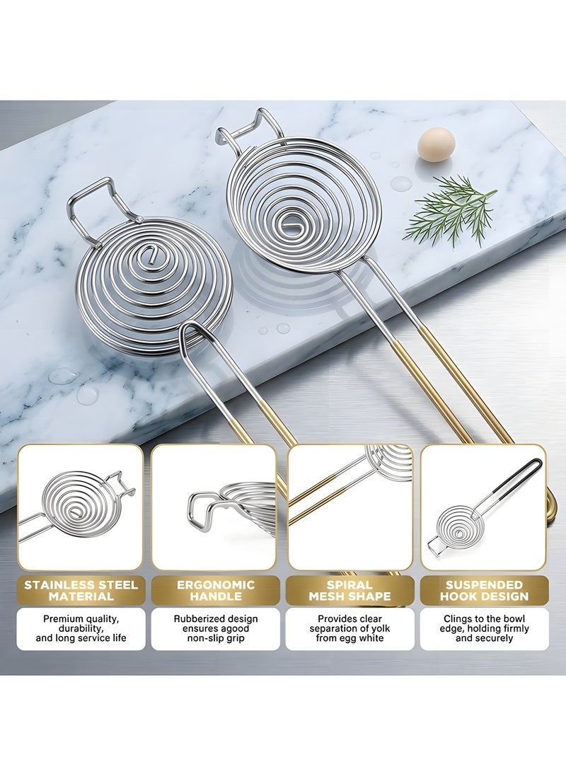 Beauenty Egg Separator, Egg Separator, Stainless Steel Egg Separator Made of Stainless Steel, Egg White Separator with Handles, Egg Yolk Separator, Divider Filter, Easy Storage for Kitchen, Baking Tool (brown) - Image 3