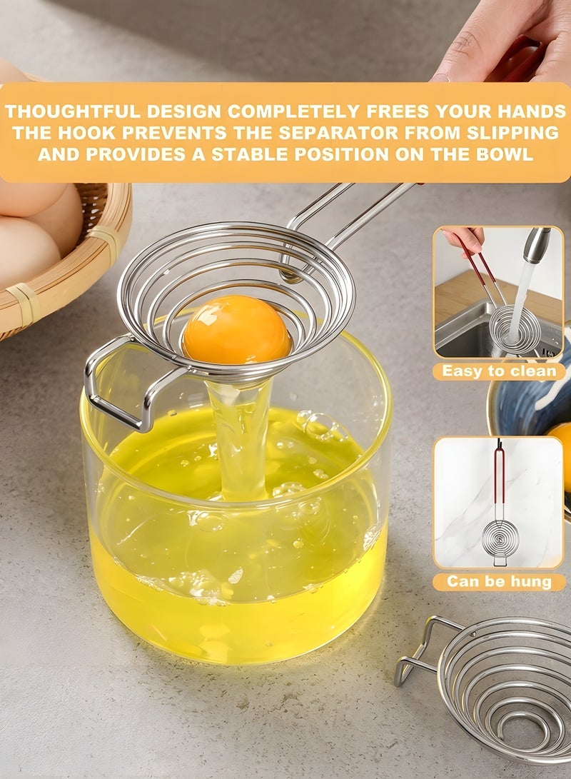 Beauenty Egg Separator, Egg Separator, Stainless Steel Egg Separator Made of Stainless Steel, Egg White Separator with Handles, Egg Yolk Separator, Divider Filter, Easy Storage for Kitchen, Baking Tool (brown) - Image 5
