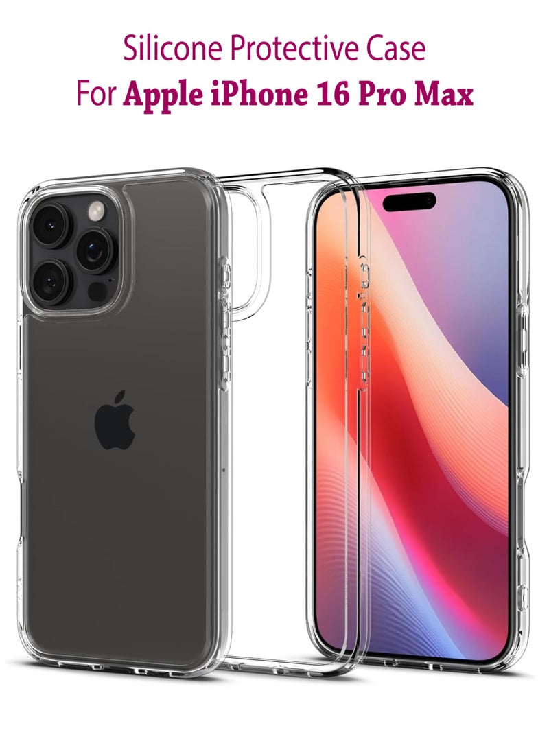 Waldic - Apple iphone 16 Pro Max Silicone Protective Back Case Cover For Apple iphone 16 Pro Max - Clear - Image 1