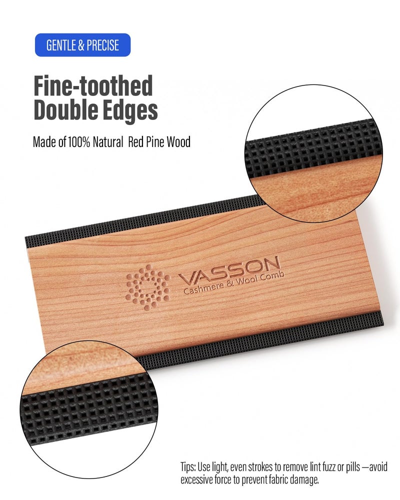 VASSON Cashmere Comb for Sweaters, Sweater Comb for Removing Pills and Fuzz, Gentle on Wool & Knitwear, Portable Handheld Clothing Care Tool with Storage Pouch - Image 5