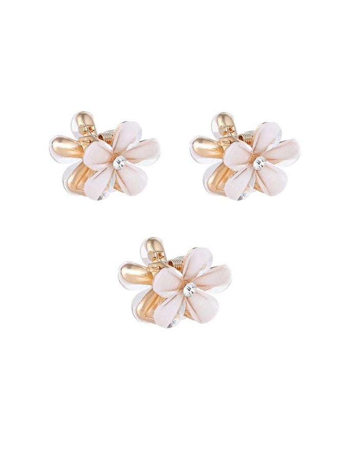 BellaStella Fashion 3 Piece Korean Style Flower Hair Mini Clutcher Hair Accessories for Girls and Women (White) (White) - Image 1