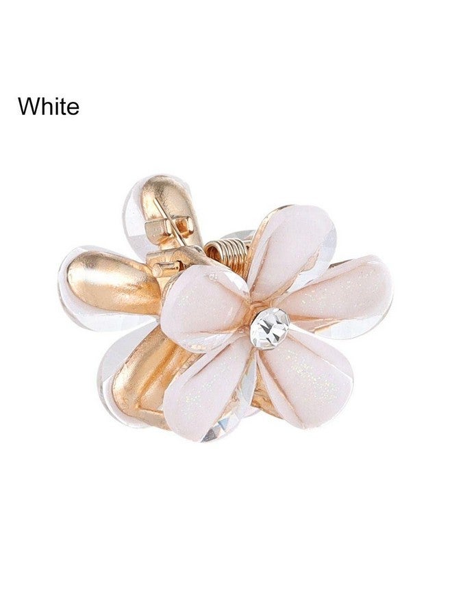 BellaStella Fashion 3 Piece Korean Style Flower Hair Mini Clutcher Hair Accessories for Girls and Women (White) (White) - Image 4