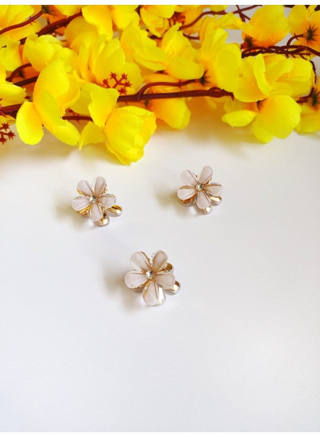 BellaStella Fashion 3 Piece Korean Style Flower Hair Mini Clutcher Hair Accessories for Girls and Women (White) (White) - Image 3
