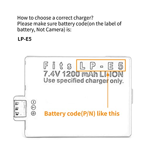 Norifon LP-E5 USB Charger for Canon EOS 1000D, EOS 450D, EOS 500D, EOS Kiss F, EOS Kiss X2, X3, EOS Rebel T1i, XS, Xsi Camera and More - Image 3
