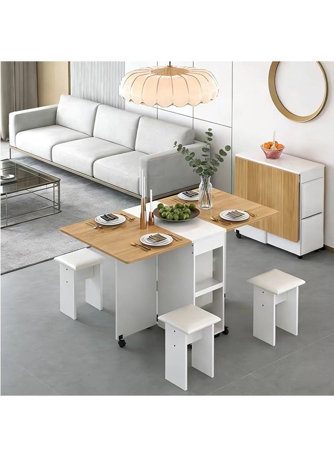 JCB CHIC Multifunctional Dining Table for 4 to 6 People，120cm Rectangular Convertible Table Kitchen Table with Movable Rollers，Modern Compact Dining Bar Table Set for Dining, Living Room, Apartment - Image 1