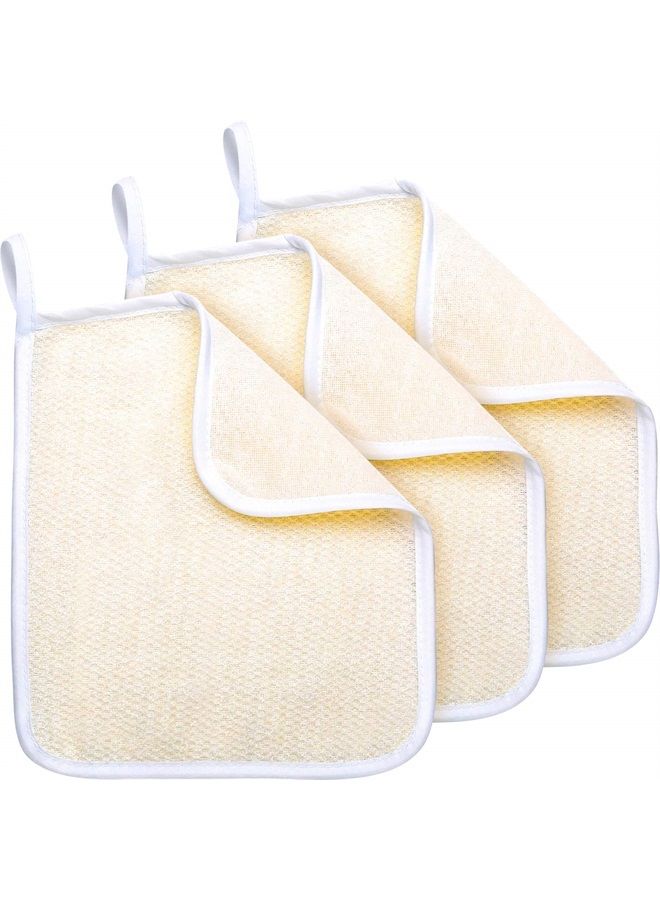 Tatuo Exfoliating Face and Body Wash Cloths Towel Soft Weave Bath Cloth Exfoliating Scrub Cloth Massage Bath Cloth for Women and Man (3 Pack Exfoliating Side and Soft Terry Side Cloth) - Image 1