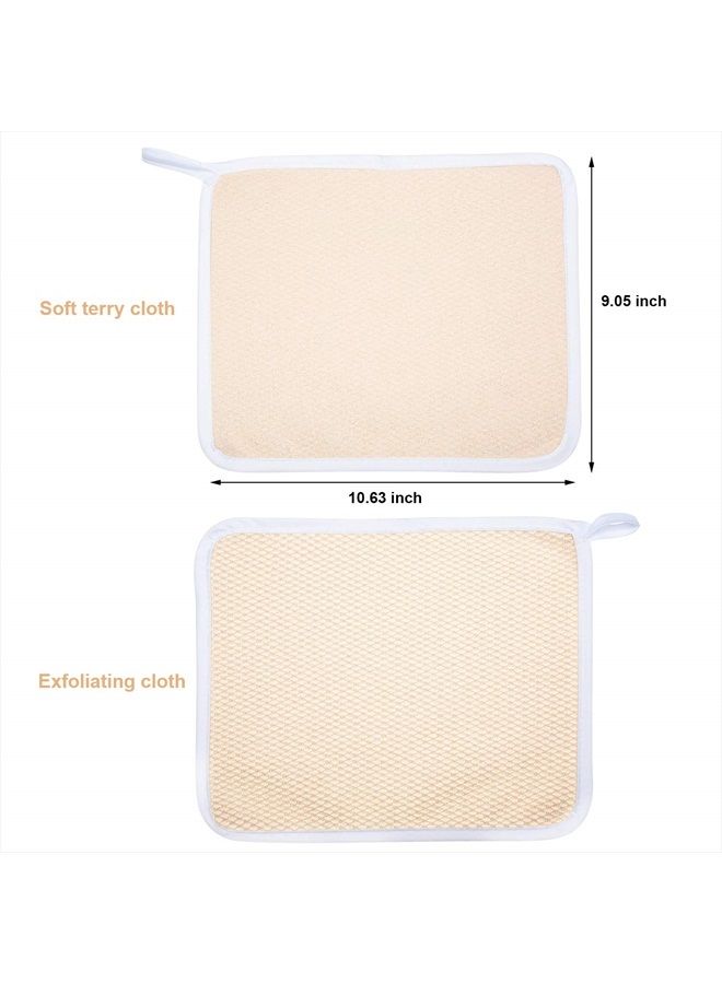 Tatuo Exfoliating Face and Body Wash Cloths Towel Soft Weave Bath Cloth Exfoliating Scrub Cloth Massage Bath Cloth for Women and Man (3 Pack Exfoliating Side and Soft Terry Side Cloth) - Image 2