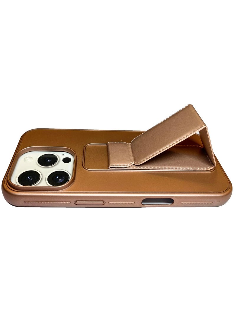 Raxoom iPhone 16 Pro Max Desert Titanium Magnetic Kickstand Case with Premium Silicone, Vertical & Horizontal Hand Strap, and Multi-Stand - Image 3