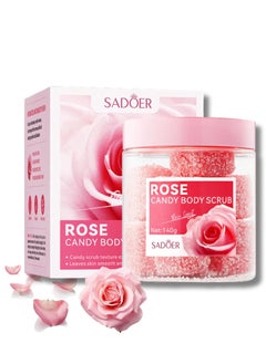Rose Body Scrub, Sugar Scrub Exfoliator with Organic Shea Butter for Soft, Smooth Skin – Exfoliating Body Scrub for Face, Hands, Arms, Legs & Feet – Rose Foot Scrub Gift Set for Women (140g)