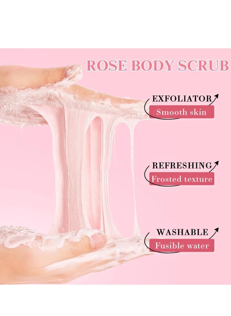 SADOER - Rose Body Scrub, Sugar Scrub Exfoliator with Organic Shea Butter for Soft, Smooth Skin – Exfoliating Body Scrub for Face, Hands, Arms, Legs & Feet – Rose Foot Scrub Gift Set for Women (140g) - Image 1