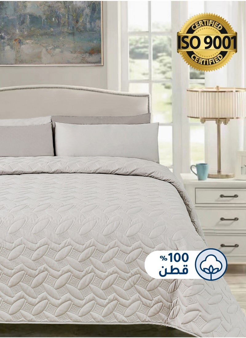 Master Home Textile 4Piece Cotton Bedspread Set Fits 200 x 200 cm Double Size Bed King Size Compressed Comforter Set Elmira Series  - Image 1