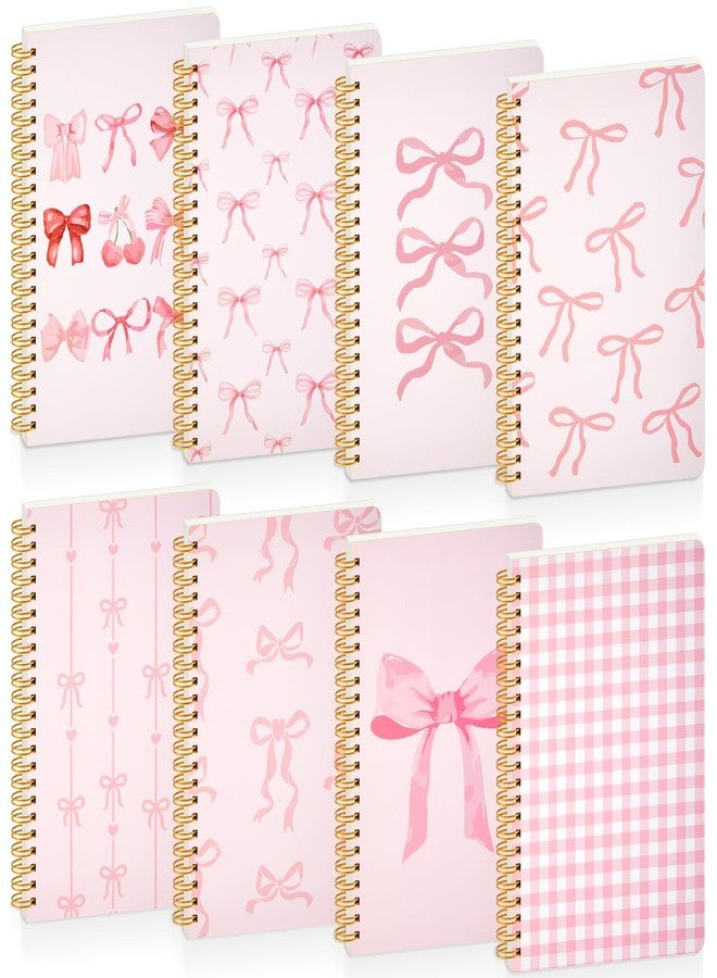Resurhang 8 Pack Pink Bow Spiral Notebooks, Cute Coquette Preppy Journal A5 Aesthetic Notebook Christmas Gifts for Women, Ruled Bowknot Coquette Stuff Pink Bow Bible Journal 5.5 x 8.3 Inch - Image 1