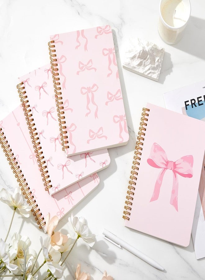 Resurhang 8 Pack Pink Bow Spiral Notebooks, Cute Coquette Preppy Journal A5 Aesthetic Notebook Christmas Gifts for Women, Ruled Bowknot Coquette Stuff Pink Bow Bible Journal 5.5 x 8.3 Inch - Image 5