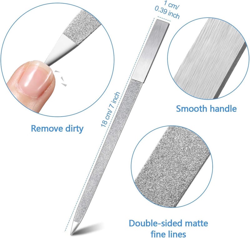HZYH 6 Pcs Stainless Steel Nail Files, Double Sided Metal Nail File for Fingernails Toenails, Durable Rustproof Emery Files with Rounded Tip for Men and Women, Safe Nail Care Tool, 18x1  cm - Image 2