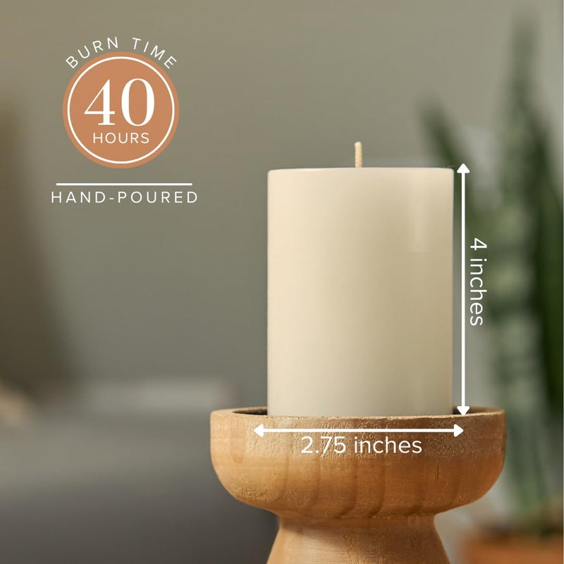 Simply Soson 3x4 inch Ivory Pillar Candles Set of 6, Smooth Texture, Unscented Ivory Candles, Dripless Candles, 3 inch Pillar Candles Ideal as Wedding, Parties, Spas, Dinner, Home Decoration, Church - Image 2