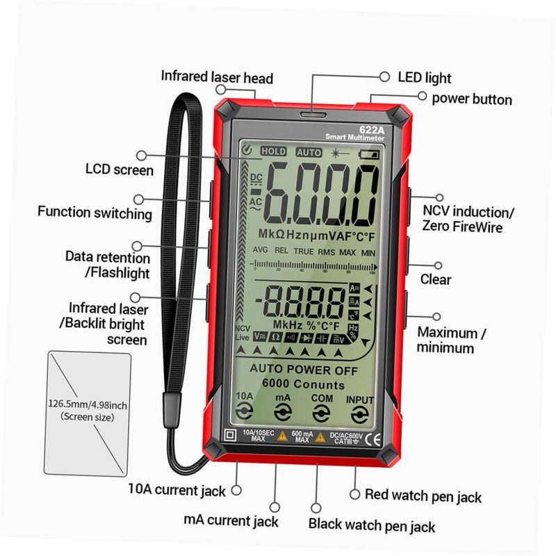 Auto Ranging Digital Multimeter AC DC Voltage Tester Capacitor NCV Electrical Troubleshooting - Image 4
