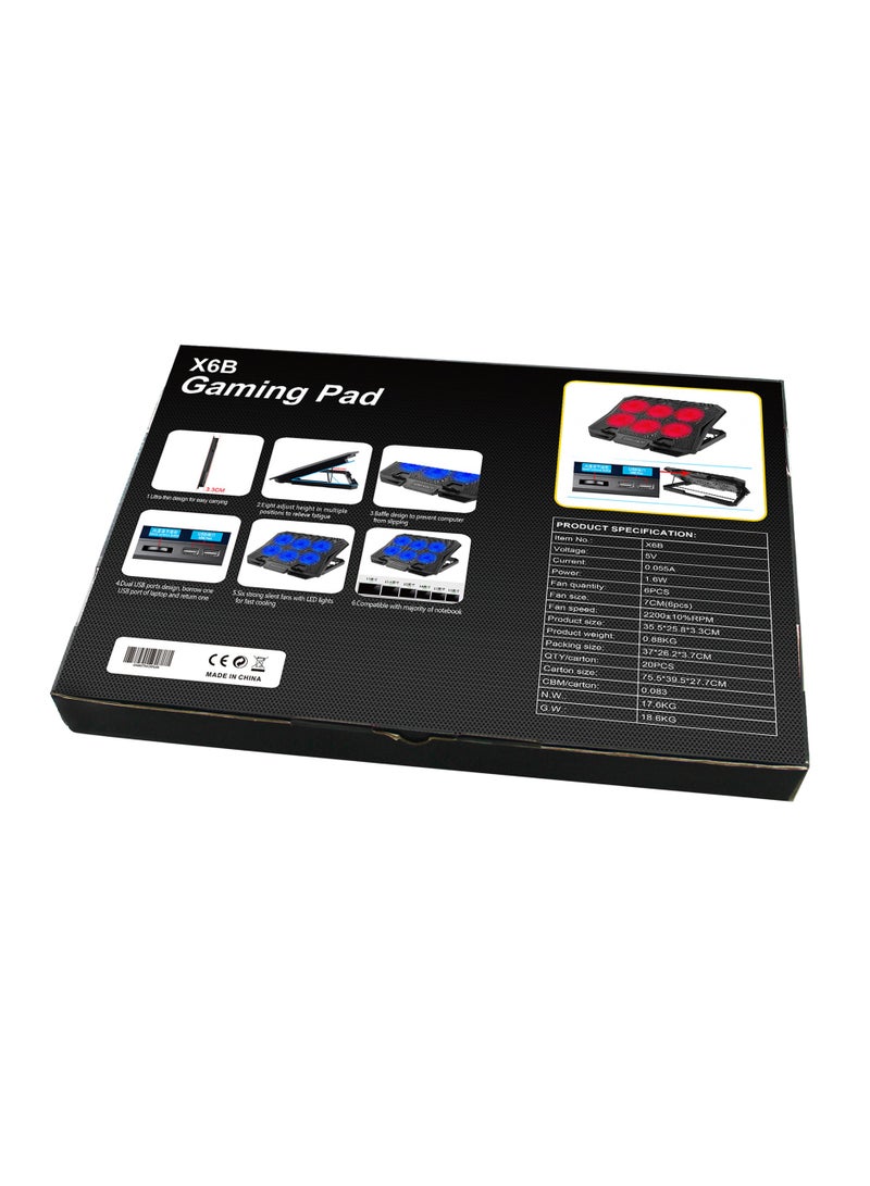 General X6 laptop cooling base with display screen multi-speed adjustment laptop cooling bracket speed regulating radiator  - Image 4