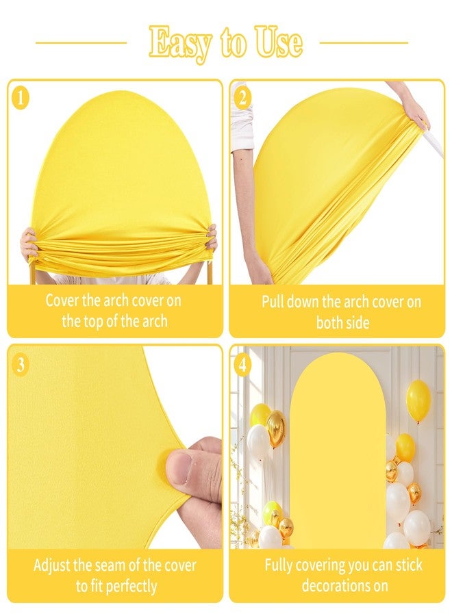 Shillance 7.2FT Yellow Wedding Arch Backdrop Cover Spandex Fitted Arch Covers Stretchy Backdrop Round Top Chiara Backdrop Cover for Birthday Party Ceremony Banquet Decoration - Image 3
