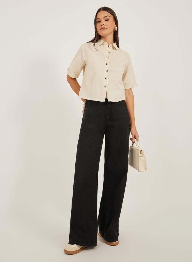 Styli Boxy Fit Solid Dropped Shoulder Shirt - Image 2