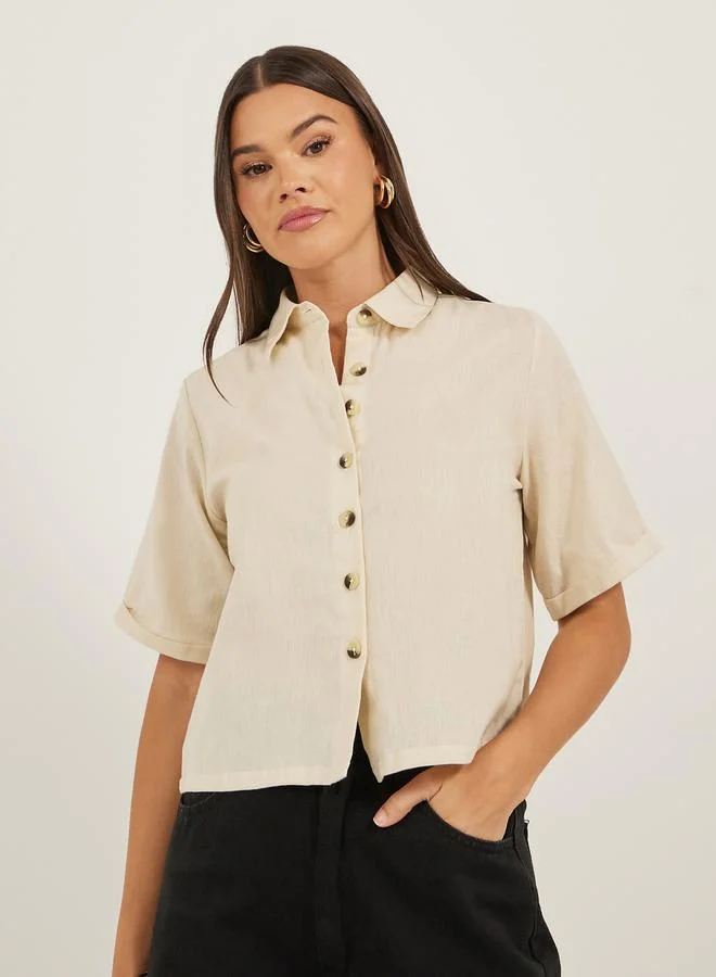 Styli Boxy Fit Solid Dropped Shoulder Shirt