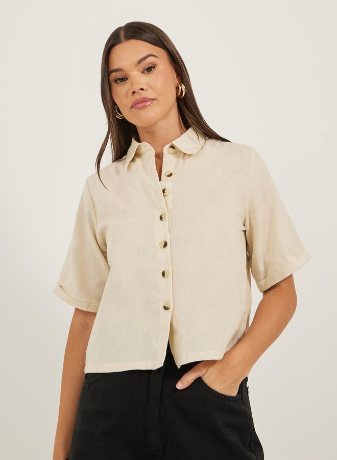 Styli Boxy Fit Solid Dropped Shoulder Shirt - Image 1