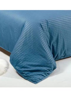 LIMOS Bed Sheet Set 100% Soft Brushed Cotton Duvetcover Fitted Sheet and 4 Matching Pillowcase 6Pcs(Blue)  - Image 2