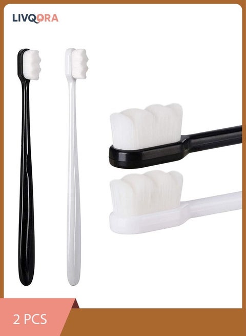 Extra Soft Toothbrush(2 Pcs), Ultra Soft-bristled Adult Toothbrush Micro Nano 15000 Floss Bristle Good Cleaning Effect for Sensitive Teeth Oral Gum Recession For Deep Cleaning Oral Care At Home .