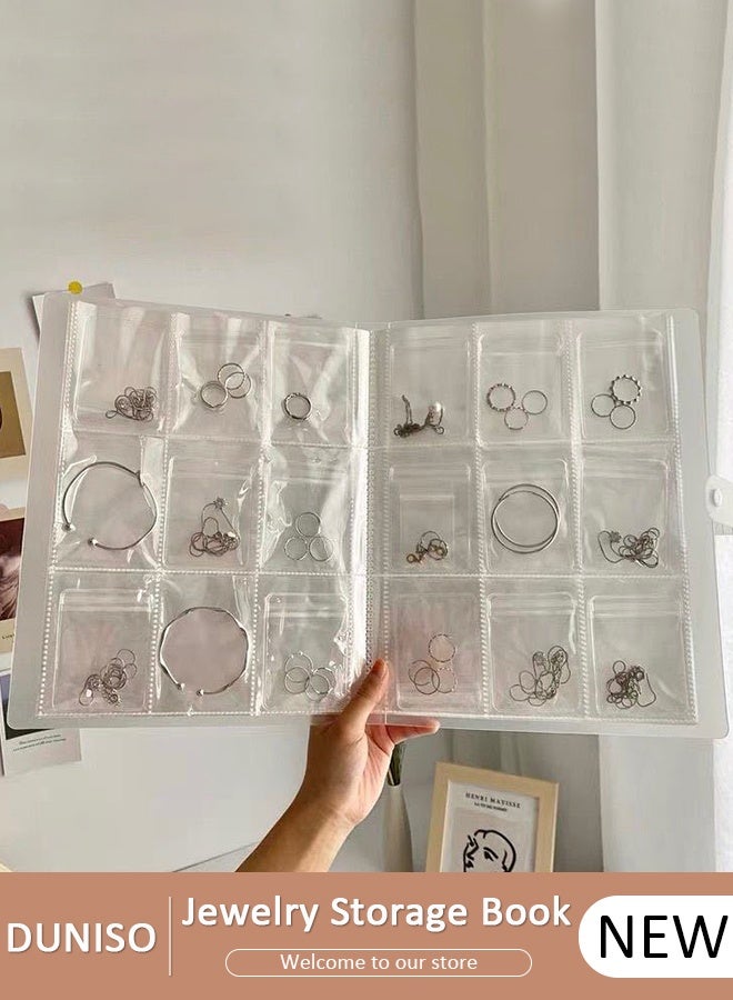 DUNISO Transparent Jewelry Storage Book, Portable Travel Jewelry Organizer,  PVC Anti Oxidation Dust Prevention Jewelry Storage Album for Earrings, Rings, Necklaces, Bracelet, Necklace, Bracelets and Stud(288 Grids) - Image 1