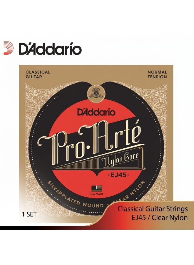 D'Addario EJ45 Pro-Arte Nylon Classical Guitar Strings, Normal Tension – Nylon Core Basses, Laser Selected Trebles - Offers Balance of Volume and Comfortable Resistance – 1 Set - Image 1