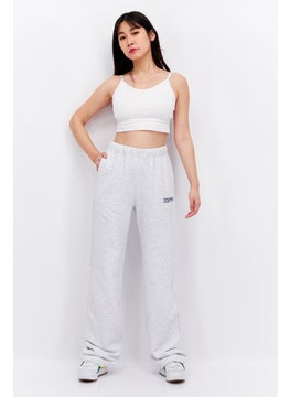ESPRIT Women Regular Fit Embroidered Logo Sweatpants, Light Grey  - Image 4