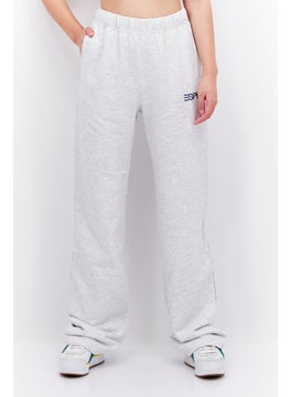 ESPRIT Women Regular Fit Embroidered Logo Sweatpants, Light Grey  - Image 1