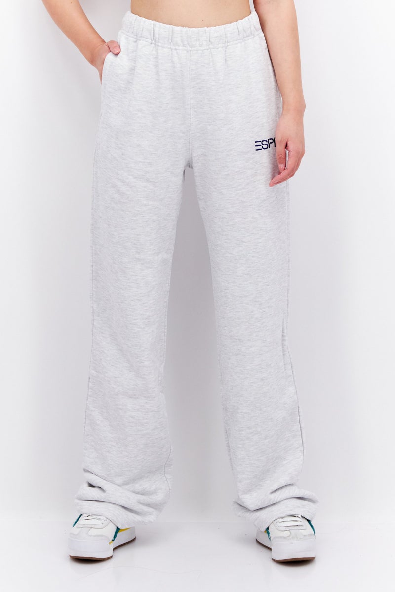 ESPRIT Women Regular Fit Embroidered Logo Sweatpants, Light Grey - Image 1