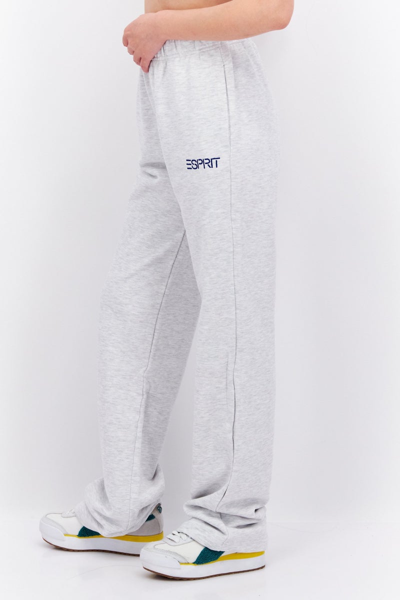 ESPRIT Women Regular Fit Embroidered Logo Sweatpants, Light Grey - Image 2