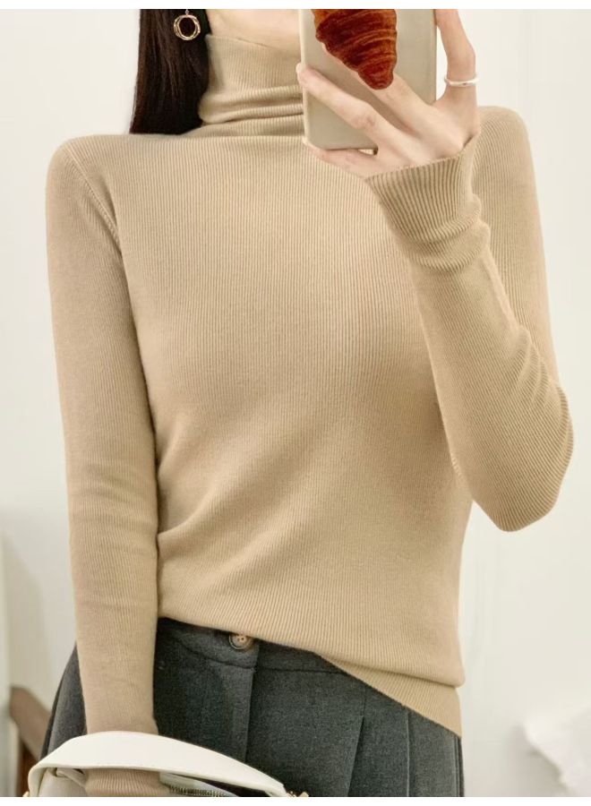 Leyuan New Solid Color Long Sleeve Sweater Slim Fit Knitwear Inner Wear Top Women's Autumn Winter Base Layer - Image 1
