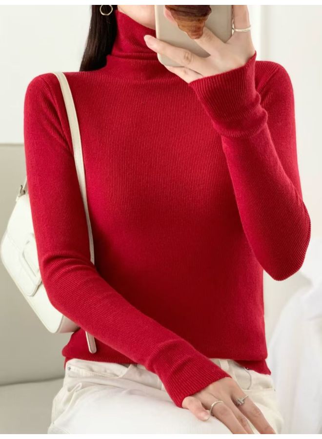 Leyuan New Solid Color Long Sleeve Sweater Slim Fit Knitwear Inner Wear Top Women's Autumn Winter Base Layer - Image 4