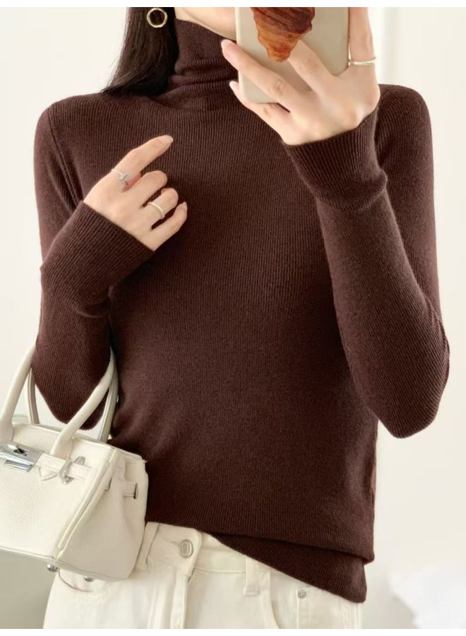 Leyuan New Solid Color Long Sleeve Sweater Slim Fit Knitwear Inner Wear Top Women's Autumn Winter Base Layer - Image 5