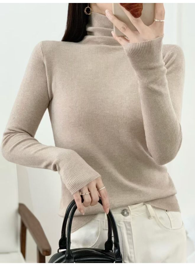 Leyuan New Solid Color Long Sleeve Sweater Slim Fit Knitwear Inner Wear Top Women's Autumn Winter Base Layer - Image 3