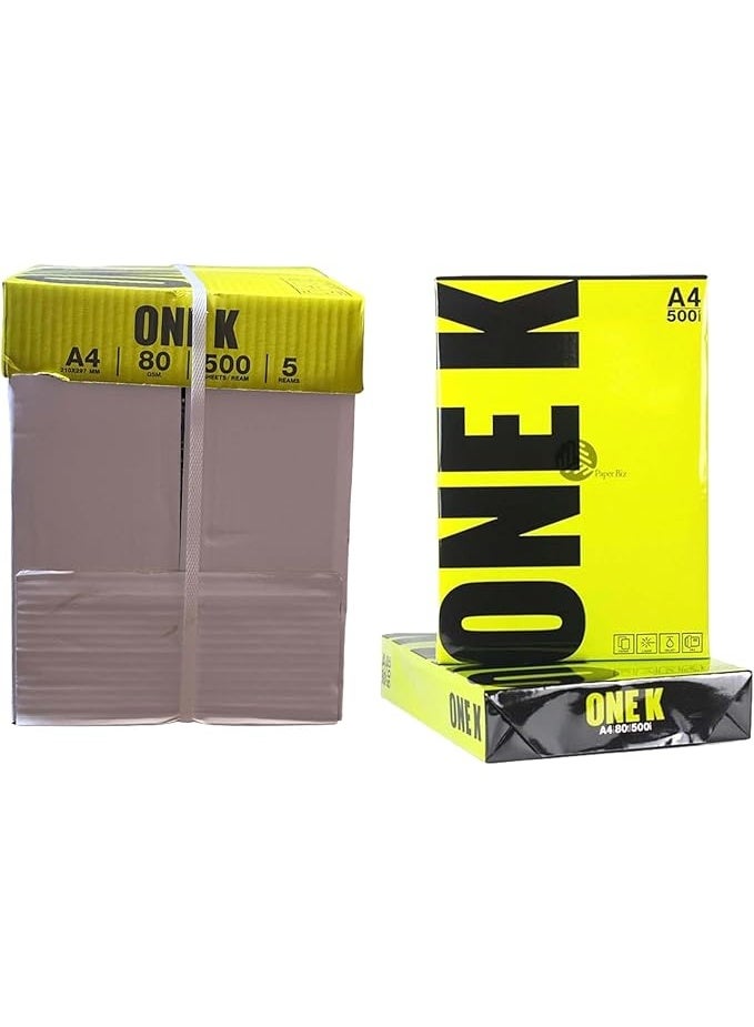 One K A4 Copy Paper, 80 GSM, 500 Sheets, White - Image 2