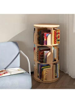 LIMOS 3 Tier Rotating Bookshelf 360 Spinning Books Storage Display Rack Floor Standing Shelves with Baffle  - Image 1