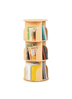LIMOS 3 Tier Rotating Bookshelf 360 Spinning Books Storage Display Rack Floor Standing Shelves with Baffle  - Image 4