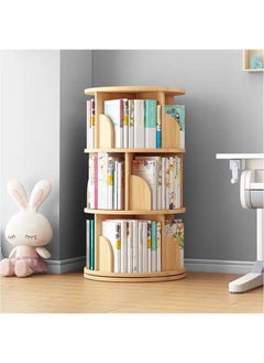 LIMOS 3 Tier Rotating Bookshelf 360 Spinning Books Storage Display Rack Floor Standing Shelves with Baffle  - Image 2