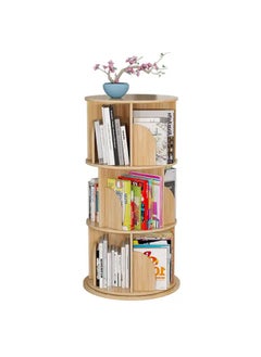 LIMOS 3 Tier Rotating Bookshelf 360 Spinning Books Storage Display Rack Floor Standing Shelves with Baffle  - Image 3