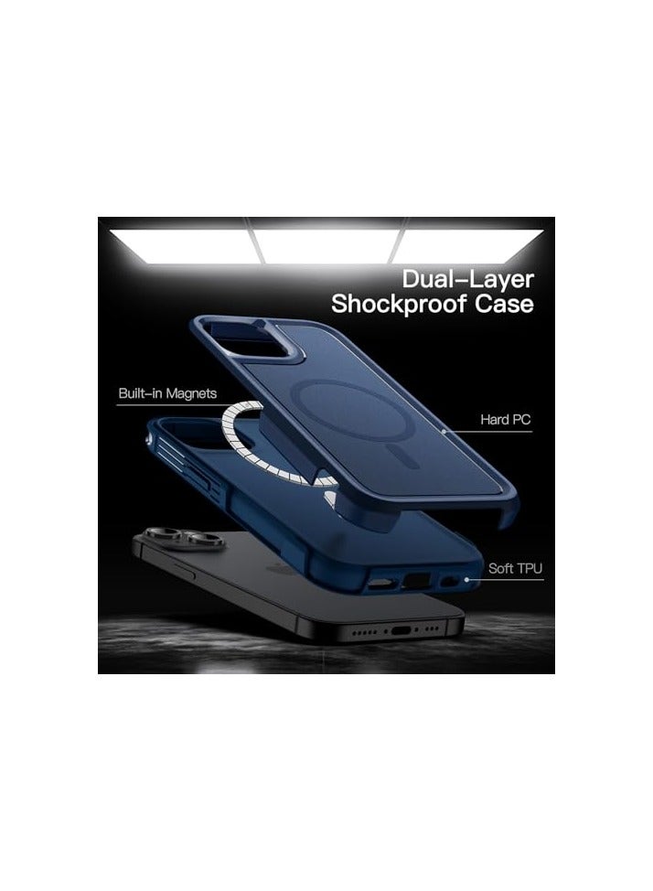 جي تيك حافظة JETech لهاتف iPhone 15 Plus مقاس 6.7 بوصة متوافقة مع MagSafe، حماية قوية بطبقة مزدوجة شديدة التحمل، غطاء مغناطيسي متين للهاتف مقاوم للصدمات (كحلي) - Image 3