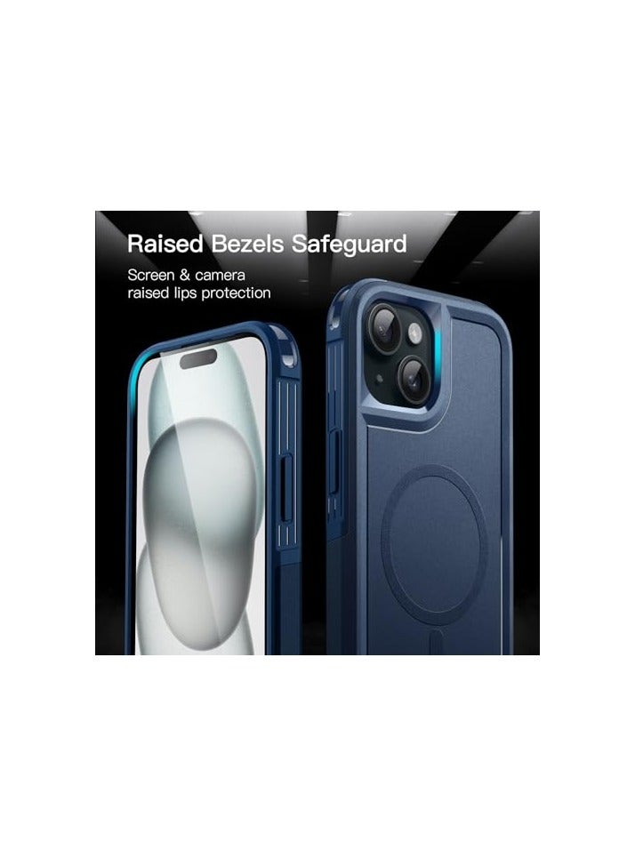 جي تيك حافظة JETech لهاتف iPhone 15 Plus مقاس 6.7 بوصة متوافقة مع MagSafe، حماية قوية بطبقة مزدوجة شديدة التحمل، غطاء مغناطيسي متين للهاتف مقاوم للصدمات (كحلي) - Image 4