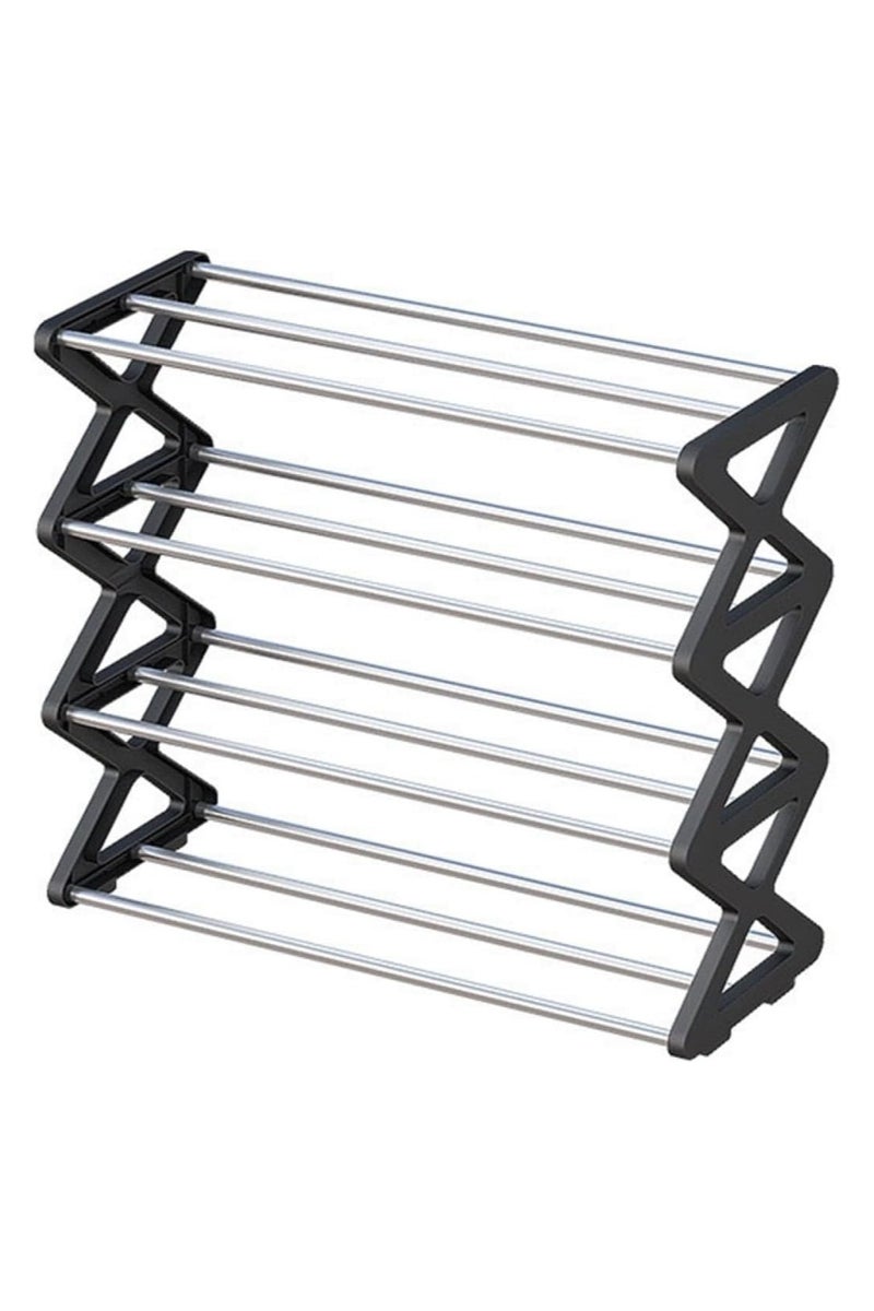 لينجوي رف أحذية بلاستيكي رباعي الطبقات - سهل التركيب بدون أدوات، منظم قوي للمدخل/غرفة النوم مع سطح مسطح يتسع من 12 إلى 14 حذاءً - Image 2