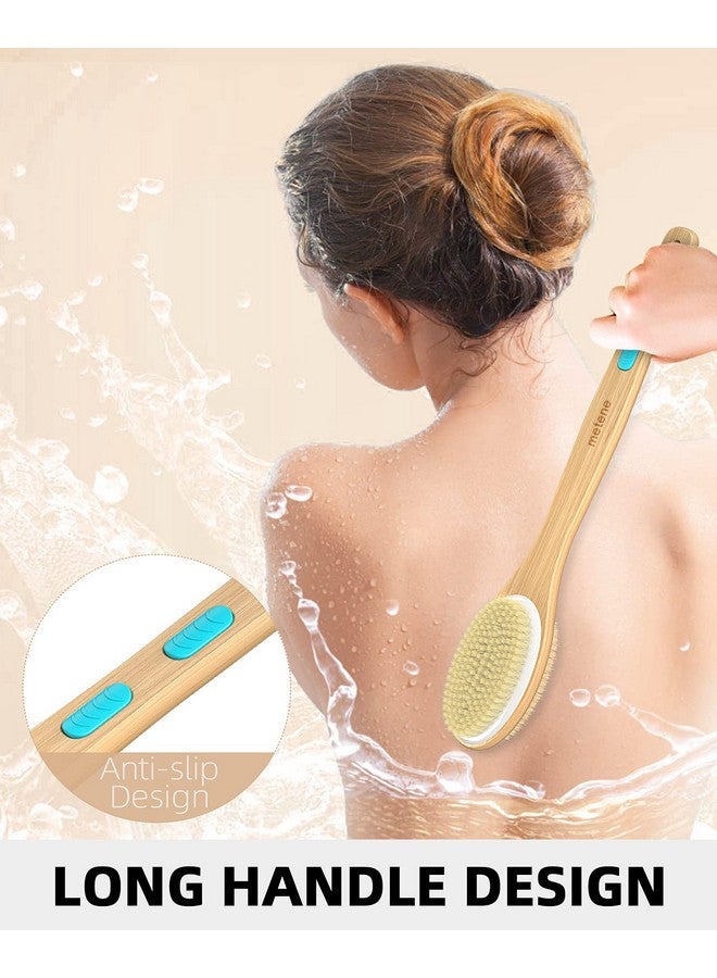 Metene Shower Brush With Soft And Stiff Bristles, Bath Dual-Sided Long Handle Back Scrubber Body Exfoliator For Wet Or Dry Brushing - Image 3