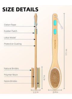 Metene Shower Brush With Soft And Stiff Bristles, Bath Dual-Sided Long Handle Back Scrubber Body Exfoliator For Wet Or Dry Brushing  - Image 5